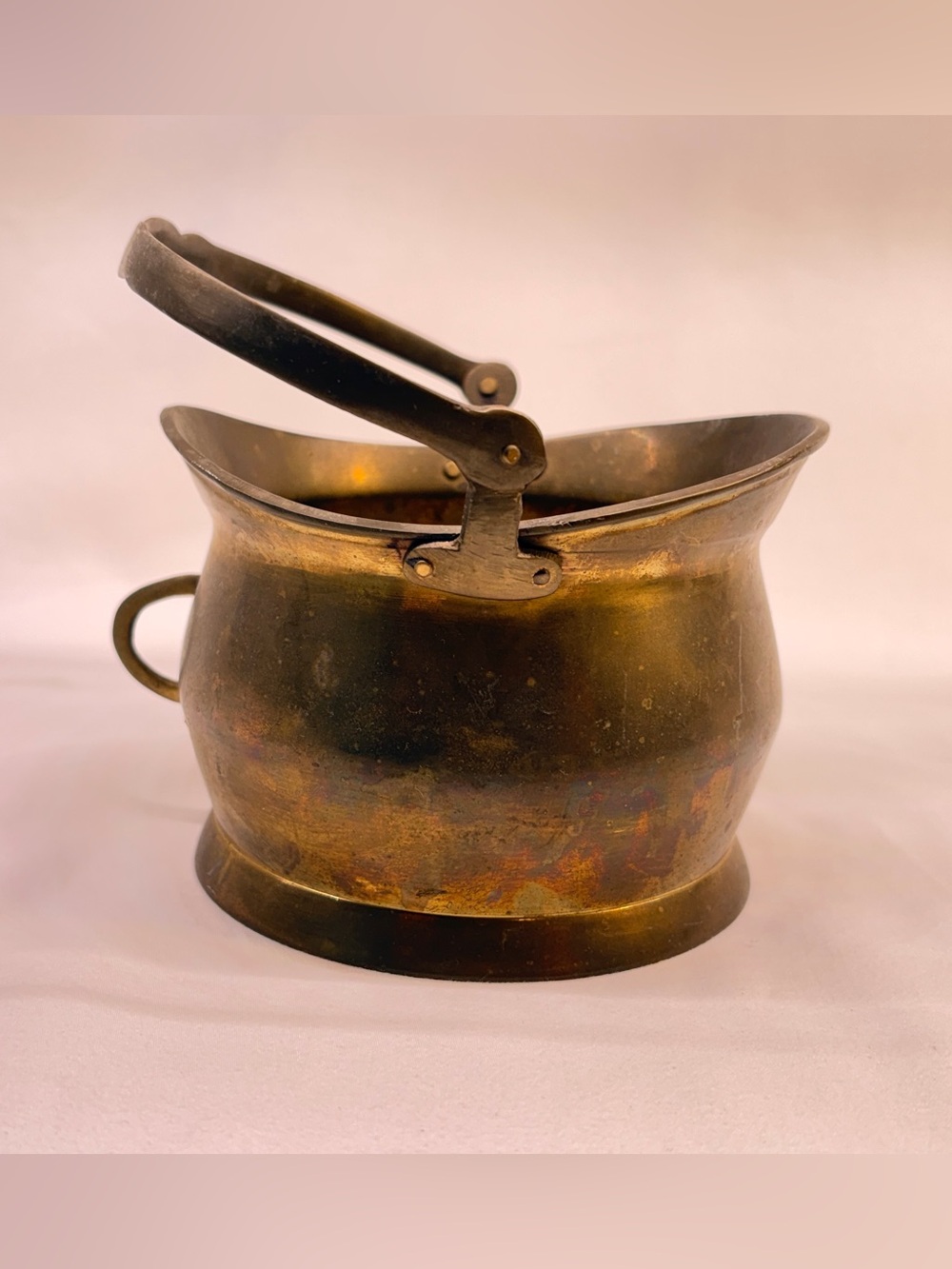 Vintage Mini Brass Coal Scuttle Bucket Fireplace Ash Hod Pot Planter Decor